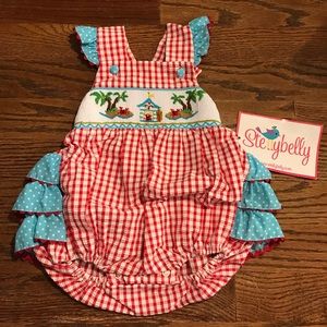 Stellybelly Smocked Bubble with Ruffle Bottom